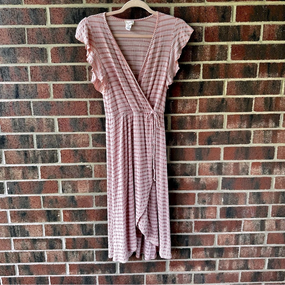 Sm Petal Pink Caution to the Wind Midi Dress Cottagecore Flutter Sleeve SoftGirl